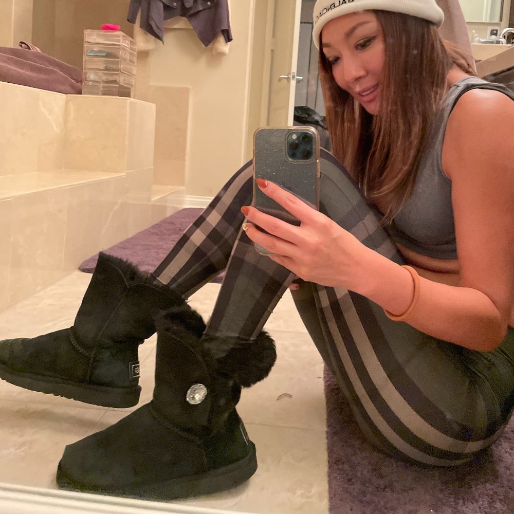 Ugg Black Mini Bailey Button Bling Boot - image 1